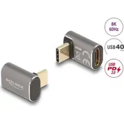 Delock Usb Adapter 40 Gbps Type-CTrade Pd 3.0 100 W male to female angled 8K 60 Hz metal  60054 4043619600540