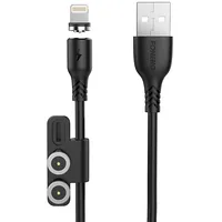 Foneng X62 Magnetic 3In1 Usb to Usb-C  Lightning Micro Cable, 2.4A, 1M Black 3 in 1 / 6970462516361