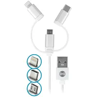 Forever 3In1 cable Usb - Lightning  Usb-C microUSB 1,0 m 1,5A white T01625 5900495620224