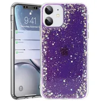 Fusion Glue Glitter Back Case Silikona Aizsargapvalks Apple iPhone 12  Pro Violets / 4752243013892 Fsn-Gg-Iph-12-Pu