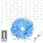Gaismas aizkars ar tālvadības pulti, 300 Led virtene, iekštelpu/āra apgaismojums, lāsteku krāsā, zils  Cl0306 5907719412719