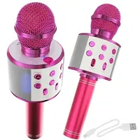 Goodbuy karaoke mikrofons ar iebūvētu Bluetooth skaļruni  3W aux balss modulators Usb Micro Sd rozā Gbmik3Wpi 4752243028988