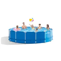 Intex Metal Frame Pool Set with Filter Pump, Safety Ladder, Ground Cloth, Cover Blue, Age 6, 457X122 cm 28242Np  0078257282364