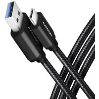 Axagon Data and charging Usb 3.2 Gen1 cable lengh 2 m. 3A. Black braided.  Bucm3-Am20Ab 8595247906274
