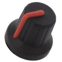 Knob with pointer rubber,plastic Øshaft 6Mm Ø16X15.1Mm black  Fc72602S