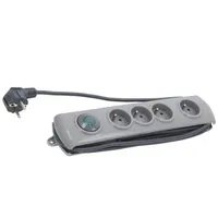 Plug socket strip protective Sockets 4 230Vac 10A grey 1.5M  Qs-50163 50163