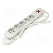 Plug socket strip protective Sockets 5 250Vac 10A grey  Arc5/15/Sz