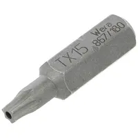 Screwdriver bit Torx with protection T15H Overall len 25Mm  Wera.867/Bo/15 05066505001