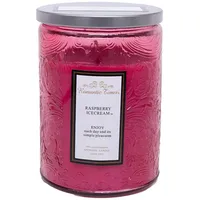 Svece stikla burkā Romantic Times, D8Xh11Cm, ar vāku, rozā,  smarža- aveņu saldējums 84588 4741243845886