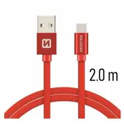 Swissten Textile Universāls Quick Charge 3.1 Usb-C Datu un Uzlādes Kabelis 2M  Sw-Qu-Typc-3.1-2M-Re 8595217455382