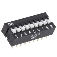 Switch Dip-Switch Poles number 9 On-Off 0.025A/24Vdc Pos 2  A6E-9104 A6E-9104-N
