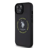 U.s. Polo Pu Leather Printed Round Double Horse Magsafe Case for iPhone 15 Black  Ushmp15Spsrtk 3666339245160