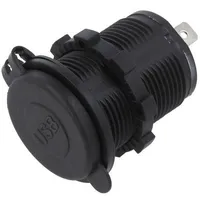 Usb power supply A socket x2 Sup.volt 1224Vdc black  Car-Usbx2-Wh