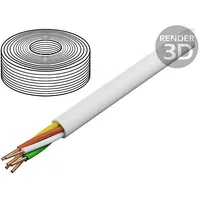 Wire Ytdy 6X0.5Mm round solid Cu Pvc white Øcore 0.5Mm  Ytdy6/0.50 6X0,5