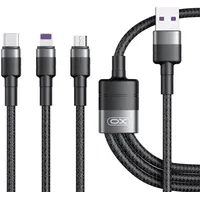 Xo cable Nb-Q191 3W1 Usb - Lightning  Usb-C microUSB 1,2 m 40W black 6920680880232