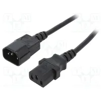 Cable 3X1Mm2 Iec C13 female,IEC C14 male Pvc 3M black 16A  Pc-189-Vde-3M