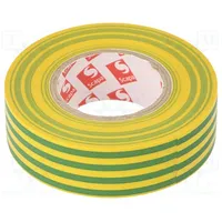 Tape electrical insulating W 19Mm L 20M Thk 0.13Mm rubber  Scapa-2702-19/20Yg Taśma 2702 19Mm/20M Żółto-Zielona