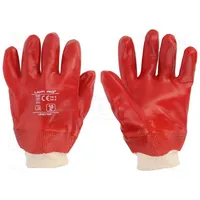 Protective gloves Size 10 red cotton,PVC  Lahti-L240110K L240110K