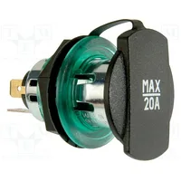 Car lighter socket car x1 20A green blister  Procar-68140820 68140820