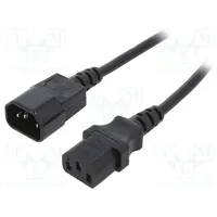 Cable 3X0.75Mm2 Iec C13 female,IEC C14 male Pvc 1.8M black  Pc-189-Vde