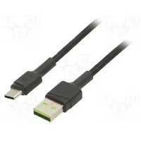 Cable Usb 2.0 A plug,USB C plug 2M black 480Mbps textile  Gc-Kabgc13 Kabgc13