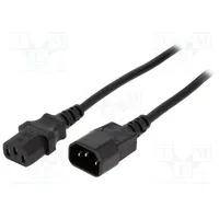 Cable 3X1Mm2 Iec C13 female,IEC C14 male Pvc 5M black 16A  Pc-189-Vde-5M