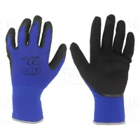 Protective gloves Size 9 black-navy blue latex,polyamide  Lahti-L211709K L211709K
