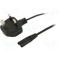 Cable 2X0.5Mm2 Bs 1363 G plug,IEC C7 female Pvc 1.5M black  Ak-Ag-03A