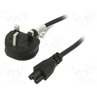 Cable 3X0.5Mm2 Bs 1363 G plug,IEC C5 female Pvc 1.5M black  Ak-Ag-02A