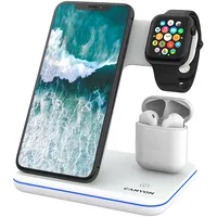Canyon Ws-302, 3In1 Wireless charger, with touch button for Running water light, Input 9V/2A, 12V/2A, Output 15W/10W/7.5W/5W, Type c to Usb-A cable length 1.2M, 137103140Mm, 0.22Kg, White  Cns-Wcs302W 5291485007614
