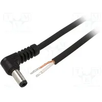 Cable 1X0.75Mm2 wires,DC 5,5/2,5 plug angled black 1.5M  A25-Tt-C075-150Bk