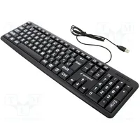Keyboard black Usb A wired,US layout Features big letters  Kb-Us-103