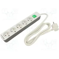 Extension lead 3X1.5Mm2 Sockets 5 white 1.8M 16A  Qoltec-50290 50290