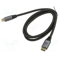 Cable Hdmi 2.1 plug,both sides textile 1.5M black 30Awg  Art-Al-06 Kabh Al-06