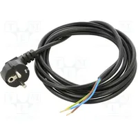 Cable 3X0.75Mm2 Cee 7/7 E/F plug angled,wires Pvc 3M black  Wj-22-3/075/3Bk