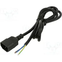Cable 3X0.5Mm2 Iec C14 male,wires Pvc 1.5M black 250V  Ak-Ot-07A