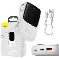 Baseus Qpow power bank 10000Mah built-in Usb Type-C cable 22.5W Quick Charge Scp Afc Fcp white Ppqd020102  6932172608491
