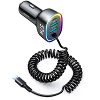 Joyroom 4 in 1 Fast Car Charger Pd, Qc3.0, Afc, Fcp with 1.6M 57W Lightning Cable Black Jr-Cl20  6941237198969 039201
