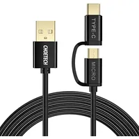 Choetech 2In1 Usb - Type C  micro charging data cable 1,2M black Xac-0012-101Bk 6971824971330 039429