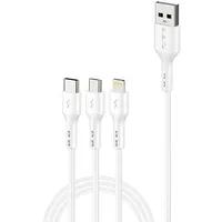 Foneng X36 3In1 Usb to Usb-C  Lightning Micro Cable, 2.4A, 2M White 3 in 1 / 6970462515333 045621