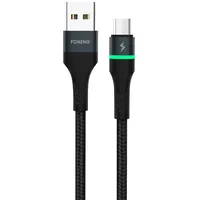 Foneng X79 Usb to Micro Cable, Led, Braided, 3A, 1M Black  6970462517849 045634