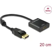 Adapters Dp 1.2 M Gt Hdmi F, 4K aktīvs, 20Cm, melns, Delock  62607 4043619626076