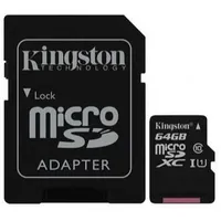 Atmiņas karte microSDXC 64Gb Klase 10 Uhs-I U1 ar Sd adapteru, Kingston  Sdcs/64Gb