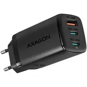 Axagon Gan wallcharger 240V / 3X port Usb  dual Usb-C, Pd3.0/Qc4/Pps/Apple. 65W total power. Acu-Dpq65