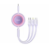 Baseus Bright Mirror 4, Usb-C 3-In-1 cable for micro Usb  Lightning 100W 3.5A 1.1M Purple Camj010205 6932172609153 035021