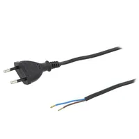 Cable 2X0.5Mm2 Cee 7/16 C plug,wires Pvc 1.5M black 2.5A  W-97136