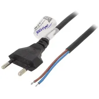 Cable 2X0.5Mm2 Cee 7/16 C plug,wires Pvc 1.5M flat black  Ak-Ot-04A