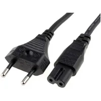 Cable 2X0.75Mm2 Cee 7/16 C plug,IEC C7 female Pvc 1M black  Sn14-2/07/1Bk