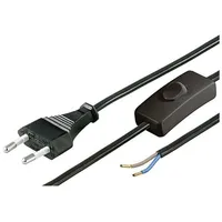 Cable 2X0.75Mm2 Cee 7/16 C plug,wires Pvc 1.5M with switch  S1W-2/07/1.5Bk 51350