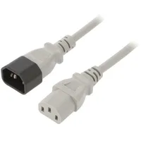 Cable 3X0.75Mm2 Iec C13 female,IEC C14 male Pvc 1M grey 10A  Wn111-3/07/1G